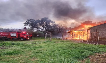Edirne’de arı kovanlarının bulunduğu depo alev alev yandı