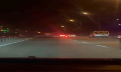 İki sürücünün yol verme inadı kamerada