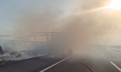 Şırnak’ta seyir halindeki tır alevlere teslim oldu