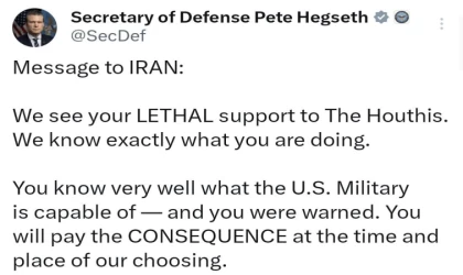 ABD Savunma Bakanı Hegseth’ten Husilere destek veren İran’a mesaj: ”Sonuçlarına katlanacaksınız”