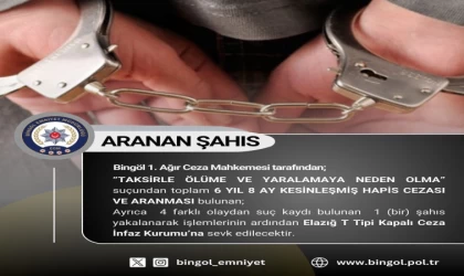 Bingöl’de 6 yıl 8 ay kesinleşmiş hapis cezası bulunan şahıs yakalandı