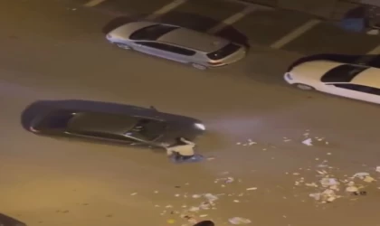 Diyarbakır’da bir şahıs çöpleri dağıtıp yoldan geçen otomobile saldırdı