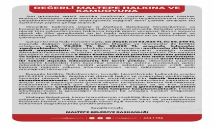 Maltepe Belediyesi: ”Ekonomik krizden işçilerimizin en az etkilenmesi için çabalıyoruz”