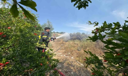 Mersin’de çalılık yangını bahçeye sıçramadan söndürüldü