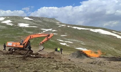 Sivas’ta doğalgaz boru hattında yangın